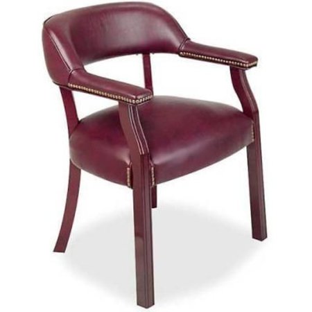 SP RICHARDS Lorell® Traditional Captain Side Chair, 24"W x 25"D x 30-3/4"H, Burgundy Vinyl LLR60600